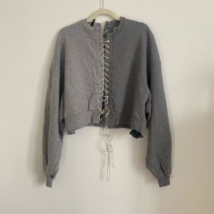 Unravel Project Lace up Two-tone Sweatshirt XXS